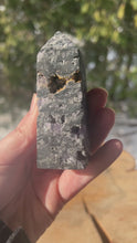 Load and play video in Gallery viewer, Black Sphalerite with Purple Fluorite Inclusions
