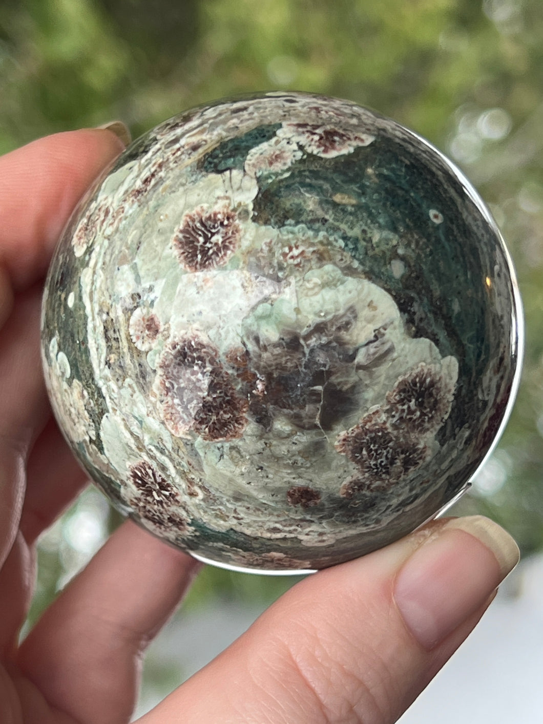 Green Flower Agate Spheres