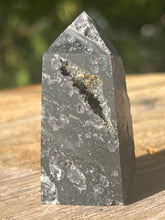 Load image into Gallery viewer, Black Sphalerite with Purple Fluorite Inclusions
