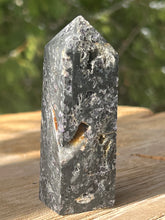 Load image into Gallery viewer, Black Sphalerite with Purple Fluorite Inclusions
