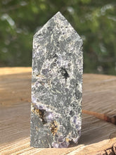 Load image into Gallery viewer, Black Sphalerite with Purple Fluorite Inclusions
